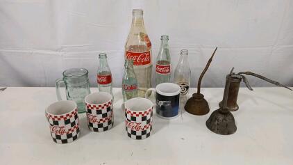 (4) Vintage Coca-Cola Coffee Mugs (3) Vintage Oiler Cans & More