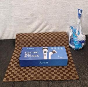 (1) Cordless Spin Brush Set, (1) Toilet Brush & Plunger Set & (1) 24" x 60" Checkered Runner Rug