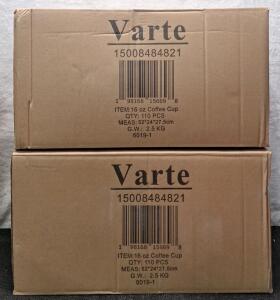 (2) 110-Piece 16-Oz Coffee Cup Sets W/Lids, Sleeves & Cup Carriers