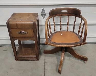 (1) Dark Brown Drawer (1) Brown Chair