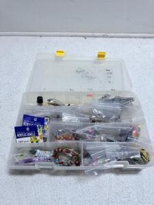 (1) Plastic Organizer With Assorted Jewelry Making Supplies