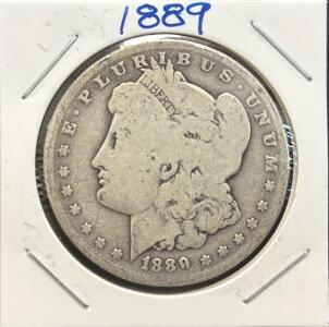1889 Morgan Dollar, New Orleans Mint, 90% Silver, Liberty & Eagle Design