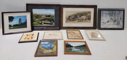 (1) "The Horse Fair" By Rosa Bonheur, Print 16.5" x 24.5" (1) "A Shifting Wind" By Larry Fanning, 18.5" x 14.5" (1) 1920'S Maud Tousey Fangel "Sleeping Angel" Framed, 9" x 11" (1) Vintage Bessie Pease Gutman "Love Is Blind" Framed Litho, Matted, 9" x 11" 