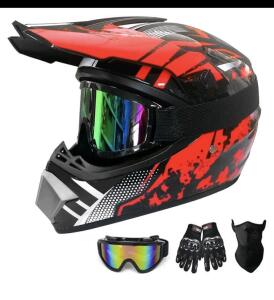 (1) Motocross Helmet, Youth & Adult ATV Motorcycle Helmet, DOT Approved W/ Goggles Gloves & Face Shield, Medium <br/>