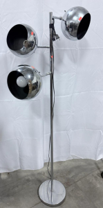 (1) Vintage Mid-Century Modern Koch & Lowy Three-Globe Chrome Floor Lamp