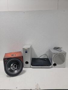 (1) Sony Home Theater System, Including Subwoofer and Receiver/DVD Player Unit (1) M6 12" Dual Voice Coil (DVC) Car Subwoofer<br/>