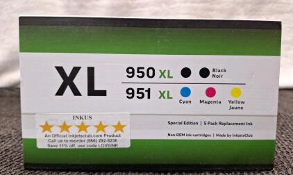 (1) 5-Pack HP Compatible 951 Cyan, Magenta, Yellow / 950XL Black Ink Cartridges - For OfficeJet 8600 Series OfficeJet Pro 251dw, 276dw, 8100, 8600 Series