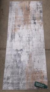 (1) Real Life Rugs - 30" x 72" Runner, Abstract Beige, Grey & Ivory
