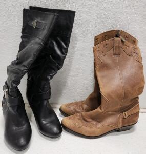 (1) Rampage Eliven Mid-Calf Boots (1) Masseys Reba Mid Calf Western Boots