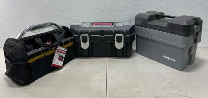 (2) Empty Craftsman Tool Boxes (1) Craftsman Tool Bag