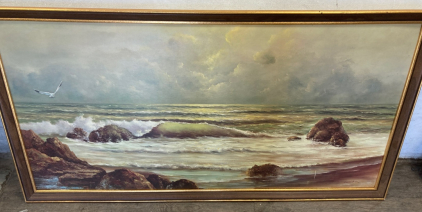 Framed Landscape &ldquo;Ocean&rdquo; Painting