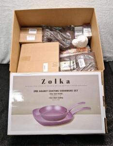 (1) ZOLKA - 2-Piece Granite Coated - Non-Stick Pan Set & (1) Box Of Assorted Amazon Overstock