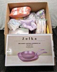 (1) ZOLKA - 2-Piece Granite Coated - Non-Stick Pan Set & (1) Box Of Assorted Amazon Overstock