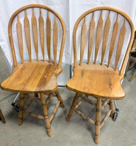 (2) Wooden Swivel Bar Stools