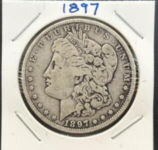 Morgan Silver Dollar 1897, Philadelphia Mint, 90% Silver