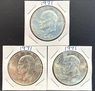 1971 Eisenhower Dollar Coin Set, Includes Proof, Copper-Nickel Clad