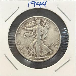 1944 Walking Liberty Half Dollar, U.S. Mint, 90% Silver