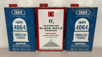IMR 4064 Smokeless Powder & FFg Superfine Black Rifle Powder, 16 oz Canisters