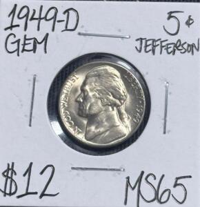 (1) 1949-D MS65 Gem Mint State Jefferson Nickel