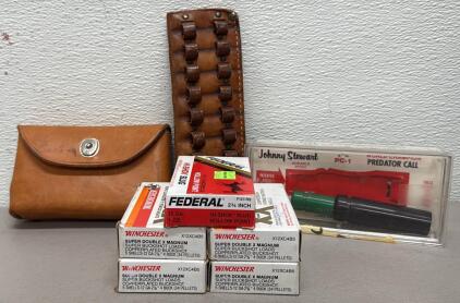 Federal & Winchester 12 GA Ammo, Johnny Stewart Predator Call, Leather Accessories