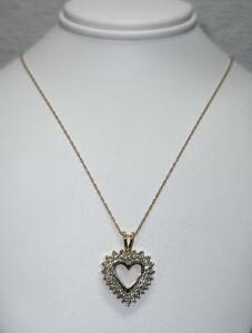 14k Gold Heart-Shaped Diamond Pendant Necklace by Fred Meyer Jewelers