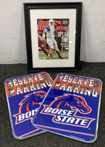 Boise State-Issued Sports Illustrated Signed by Kellen More and 'Reserved Parking' Signs