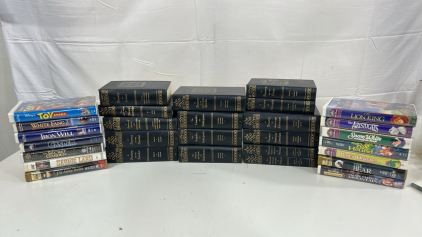 (15) Assorted Books Including The Tragedies Of Shakespeare And A Treasury Of American Literature (14) Vintage Disney VHS Tapes Including Snow White And The Fox And The Hound