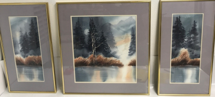 'Mountain Mist' Framed Watercolor