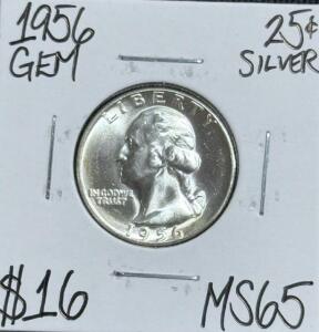 (1) 1956 MS65 Gem Silver Washington Quarter