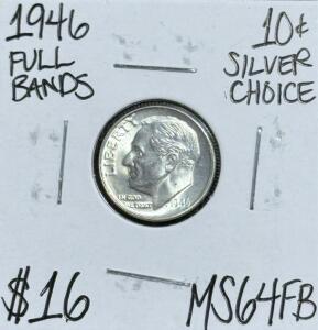 (1) 1946 MS64FB Full Bands Choice Silver Dime