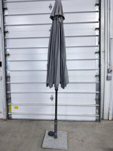 (1) 10ft Market Umbrella With LED Lights & Granite Rolling Base