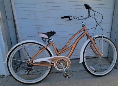 26" Raleigh Retroglide 7 Bike, gold and white