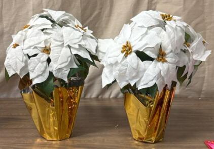 (2) Homeseasons Christmas Potted Poinsettias