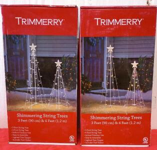 [2] Shimmering String Trees Christmas Decor 3ft Tall & 4ft Tall [New in Box]