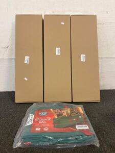 (3) Empty XMAS Gift Boxes, And (1) Christmas Tree Storage Bag
