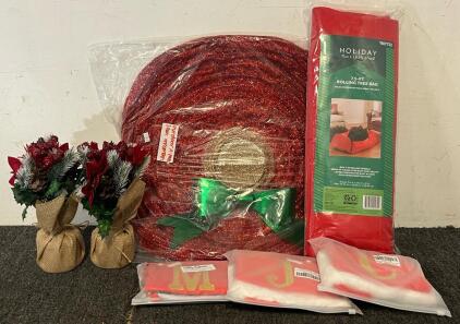 Outdoor Pre Lit 27&rdquo; Christmas Ornament Yard Decoration, 7.5FT Rolling Tree Bag, Decor & Stockings