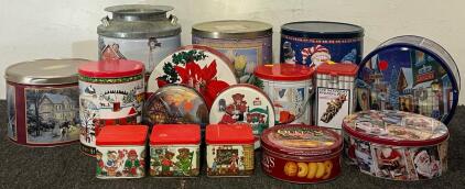 Collection Of Vintage Christmas & Holiday Themed Tins & Canisters