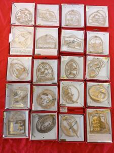 [20] Genuine 24k Gold Finish Brass State Christmas Tree Ornaments