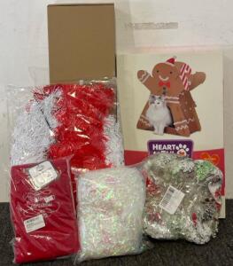 Outdoor Joy Yard Sign, Cat Gingerbread Playhouse, Wreath, Hand Towels & More