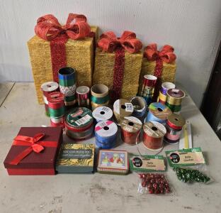 Light-Up Wrapped Present Decorations, Christmas Ribbons & More
