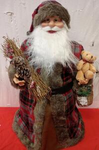 Roman 27" Santa with Plaid Jacket Figurine Christmas Tabletop Decor