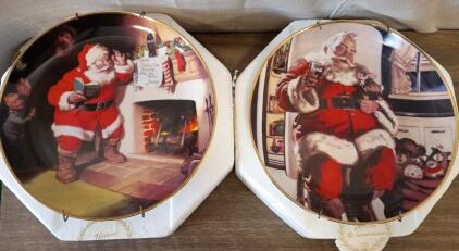 [4] Vintage Coca-Cola Collector Plates Featuring Santa Claus.