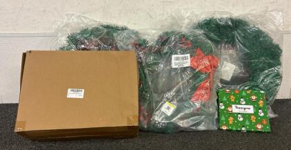 (5) Christmas Wreaths, (1) Happypop Gift Series Socks, And (1) 6 Piece Holiday Skirt