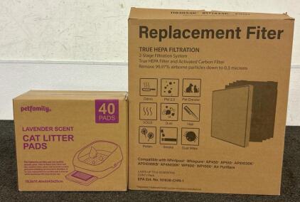 Perfect Pet Christmas Present!! (1) Pet Family Lavender Scent Cat Litter Pads (40) And (1) Replacement Filter