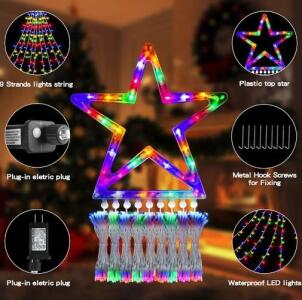 Christmas String Lights Outdoor Decoration 317 LED Star Fairy String Lights 8 Modes & Waterproof for Party Wedding Patio Yard New Year Holiday Indoor Outdoor - Multicolor