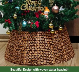 CENBOSS Rattan Christmas Tree Collar, Wicker Tree Skirt & Stand Base Cover (Brown Wash, 30 inch)