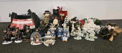 Tree Stand, Collection Of Christmas Figurines & More Christmas Decorations