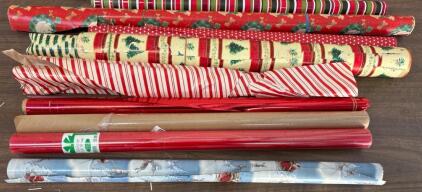 Various Spools Of Wrapping Paper