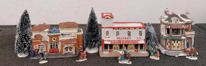 Holiday Time Christmas Village "Walton's 5 & 10" Lighted Porcelain House, Collectable Walmart Holiday Time Ceramic Town.