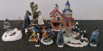Holiday Time Collectable Ceramic Figurines And Buildings